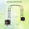 288 cm Garden Arch Trellis with 2 Planter Boxes for Wedding-Black