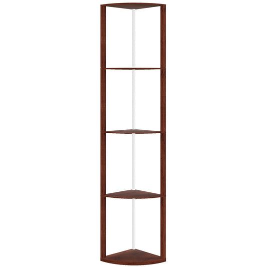 HOMCOM RGB Standing Lamp with Shelves, 4-Tier LED Floor Lamp with Multiple Lighting Modes, Brown