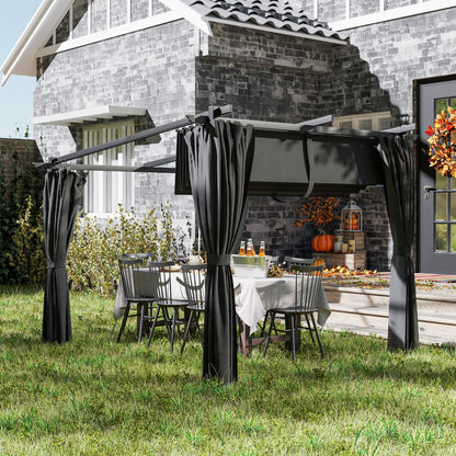 Outsunny Retractable Roof Pergola in Dark Grey