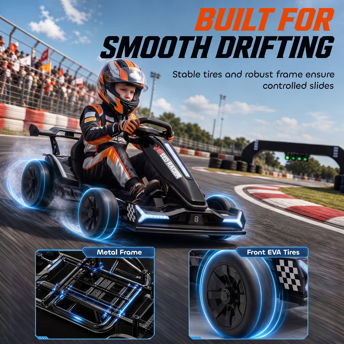 AIYAPLAY 24V Electric Go Kart in Black