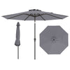 290 CM Patio Umbrella with Crank and 8 Sturdy Ribs for Garden Yard-Grey