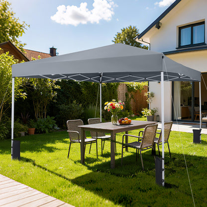 290 x 290 cm Pop up Canopy Tent with Carrying Bag and 4 Sandbags-Grey