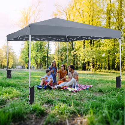 290 x 290 cm Pop up Canopy Tent with Carrying Bag and 4 Sandbags-Grey
