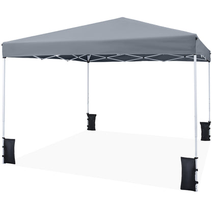 290 x 290 cm Pop up Canopy Tent with Carrying Bag and 4 Sandbags-Grey