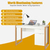 Wooden Computer Desk with Drawer and Cabinet for Home Office-White