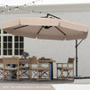 290 cm Patio Cantilever Umbrella with Easy Tilt Adjustment and Ruffled Edge-Beige