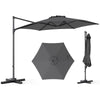 292cm Patio Cantilever Umbrella Large Offset Hanging Umbrella with 360° Rotation-Grey