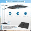 292cm Patio Cantilever Umbrella Large Offset Hanging Umbrella with 360° Rotation-Grey
