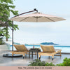 294 cm Solar Patio Offset Umbrella Cantilever Umbrella with 40 LED Lights-Beige