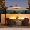 294 cm Solar Patio Offset Umbrella Cantilever Umbrella with 40 LED Lights-Beige