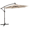 294 cm Solar Patio Offset Umbrella Cantilever Umbrella with 40 LED Lights-Beige