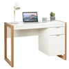 Wooden Computer Desk with Drawer and Cabinet for Home Office-White