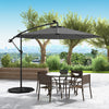294 cm Solar Patio Offset Umbrella Cantilever Umbrella with 40 LED Lights-Grey