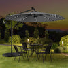 294 cm Solar Patio Offset Umbrella Cantilever Umbrella with 40 LED Lights-Grey