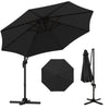 294 x 248 cm Round Outdoor Patio Umbrella Cantilever Umbrella with 360° Rotation for Backyard-Black