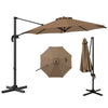 294 x 248 cm Round Outdoor Patio Umbrella Cantilever Umbrella with 360° Rotation for Backyard-Brown