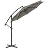 295 cm Patio Offset Umbrella with Easy Tilt Adjustment and Crossed Base-Grey