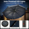 295 cm Solar Patio Umbrella with 32 LED Lights and 3-Tier Vented Top-Navy