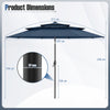 297 cm Solar Patio Umbrella with 32 LED Lights and 3-Tier Vented Top-Navy