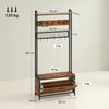 HOMCOM 5-In-1 Industrial-Style Hallway Tree - Brown/Black