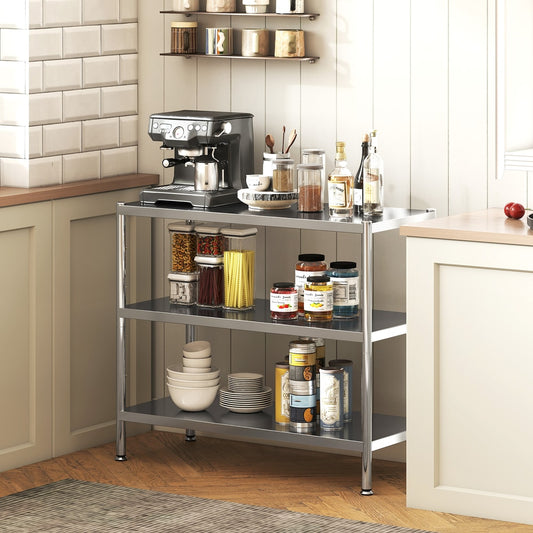 HOMCOM 3-Tier Bakers Rack with Storage in Silver Tone