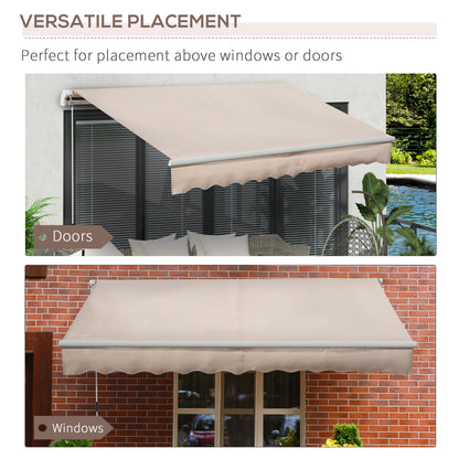 Outsunny Awning Canopy Manual Retractable Porch Sun Shade Shelter in Beige