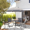 Outsunny 4 Seater Garden Furniture Set, 6 Pieces Garden Table and Chairs with Parasol, Outdoor Garden Dining Set with Folding Chairs and Round Glass Top Table for Patio, Grey