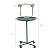 PawHut Bird Perch Stand with Four Wheels, Feeding Bowls, for Small, Medium Birds, Green