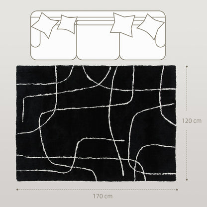 HOMCOM Modern Fluffy Area Rug in Black