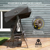 Outsunny 3 Seater Garden Swing Chair Outdoor Hammock Bench w/ Adjustable Canopy, Cushions and Cup Trays, Brown Steel Frame, Dark Grey Fabric