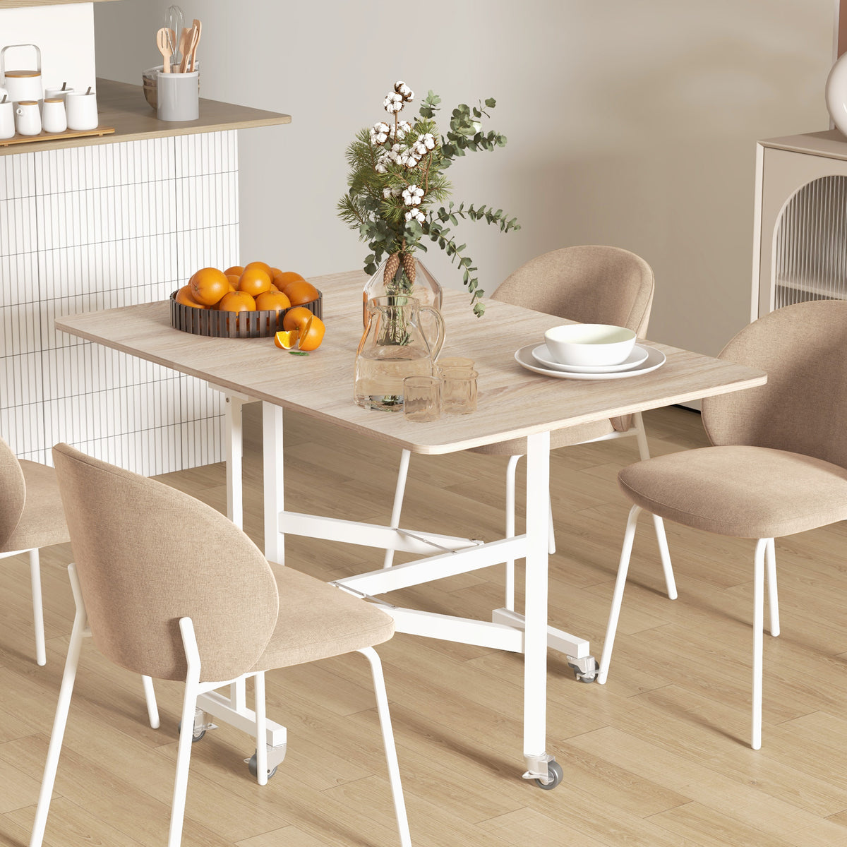 HOMCOM 4-6 Person Drop Leaf Dining Table