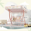 AIYAPLAY Kids Garden Swing Chair with Adjustable Canopy, Safety Belt, 2 Seater Hammock Swing Bench for Patio, Porch, Pink