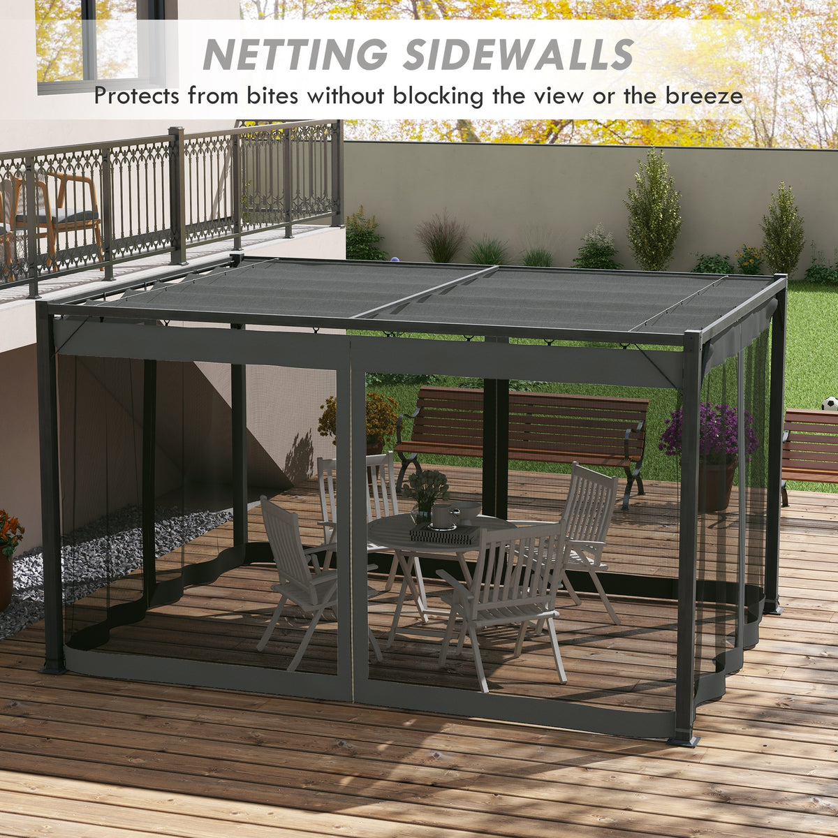 Outsunny Aluminium Frame Pergola in Dark Grey