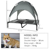 PawHut Outdoor Dog Bed with Removable Canopy, Portable Raised Dog Bed for Camping, Garden & Beach, Water-Resistant UV-Protection Mesh Pet Cot Sun Lounger, for Large Pets, 92 x 76 x 90 cm, Grey