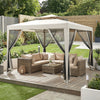 Outsunny 3 x 3 m Gazebo, Netting Party Tent, Patio Canopy Outdoor Event Shelter with Double Tier Roof, Cream White