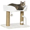 PawHut 42cm Indoor Cat Tree, with Toy Balls, Jute Scratching Post - White