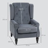 HOMCOM Wingback Accent Chair, Retro Upholstered Button Tufted Occasional Chair for Living Room and Bedroom, Grey