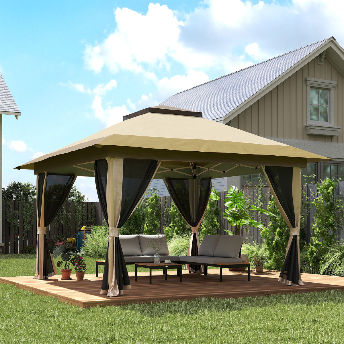 Outsunny Pop-Up Gazebo in Beige