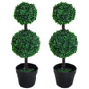Outsunny Set of 2 Artificial Boxwood Ball Topiary Trees Potted Decorative Plant Indoor D√É¬©cor (67cm)