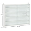 HOMCOM 5-Tier Wall Display Shelf Unit Cabinet w/ 4 Adjustable Shelves Glass Doors Home Office Ornaments 60x80cm White