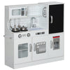 AIYAPLAY Pretend Play Kitchen, Kids Kitchen Playset, with Toy Phone, Chalkboard, Microwave, Cooking Stove, Sink, White