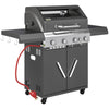 Outsunny 4+1 Burner Gas BBQ Grill with Clear View Lid, Portable Gas Barbecue Grill with Built-in Thermometer, Side Table, Cabinet, Wheels, Grease Tray for Garden Party Outdoor Cooking, Black
