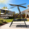 Outsunny Outdoor 2-in-1 Swing Chair Lounger 3 Seater Garden Swing Seat Bed Convertible Tilt Canopy W/ Cushion, Dark Grey