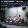 Outsunny 2.6 m Half Garden Parasol with Solar LED Lights, UPF50+ Semi Round Umbrella with 30Â° Tilt, Crank Handle, Dark Blue