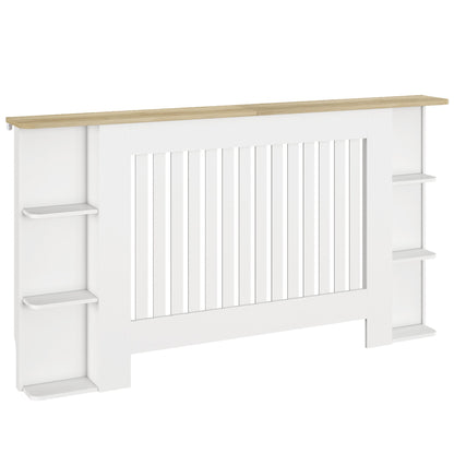 HOMCOM Radiator Cover with Open Storage Shelves, Vertical Slatted Cabinet Shelf Heater Cover for Living Room, Hallway, Large, White
