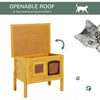 Pawhut Garden Wooden Cat House Hide Cage Outdoor Pet Play Home Waterproof Roof Kitty Shelter Kennel w/ith Door & Window