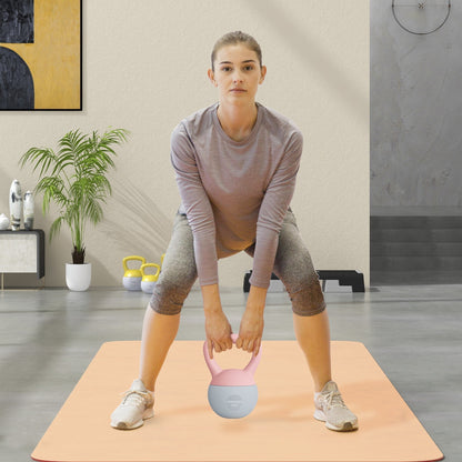 SPORTNOW 6KG Soft Kettlebell, Kettlebell with Non-Slip Handle for Home Gym, Weight Lifting, Strength Training, Pink/Grey
