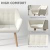 Set of 2 Accent Chair, Arm Chair with Slanted Back, Thick Padding and Rubber Wooden Legs for Living Room, Cream White