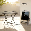 Outsunny Folding Outdoor Dining Table, Square Garden Table Tempered Glass Top with Parasol Hole Garden Patio, 70 x 70 x 70 cm