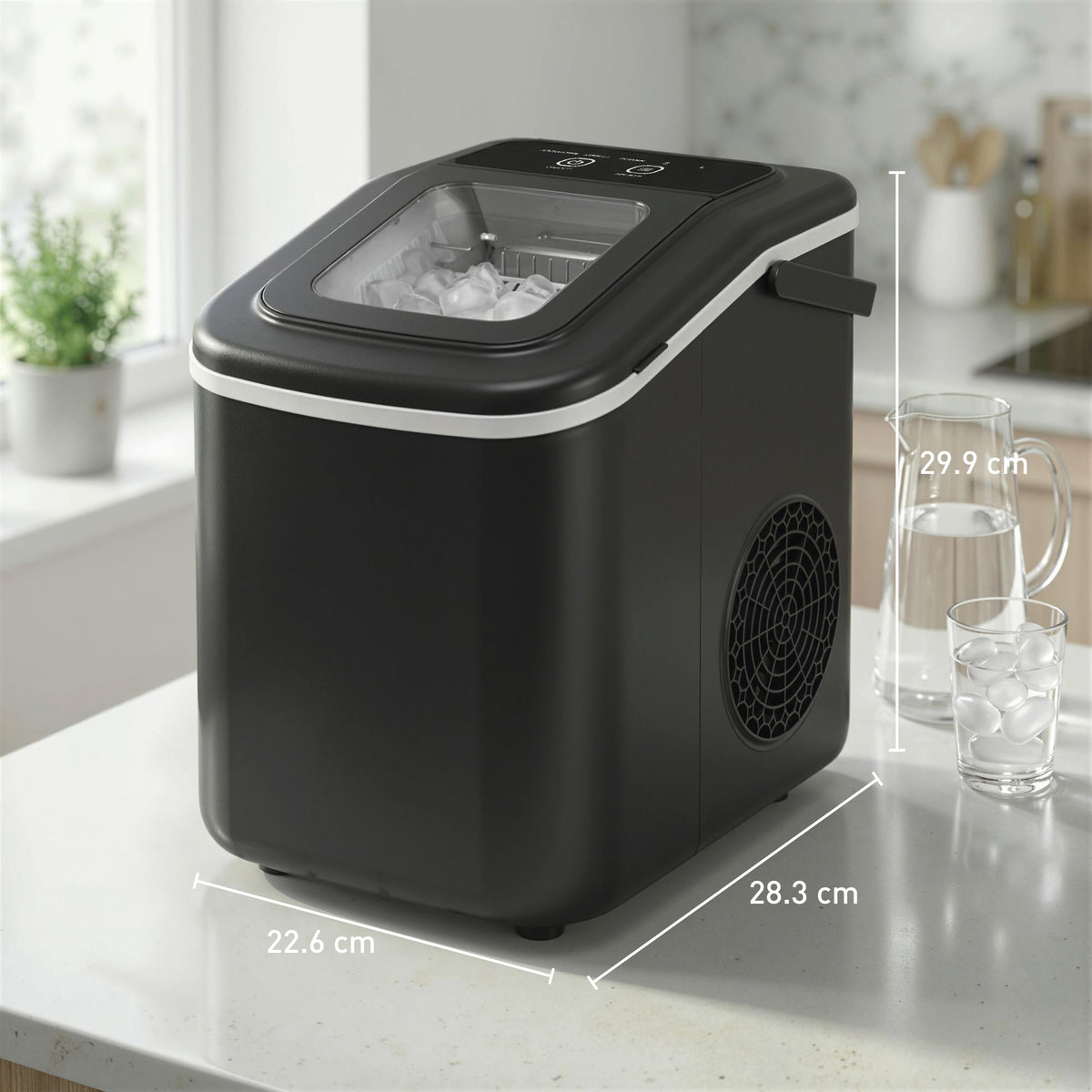 HOMCOM Countertop Ice Maker Machine 9 Cubes in Black
